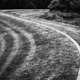 image landscape gras, mowing path monochrome