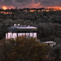 Image abandonded sunset woodland factory