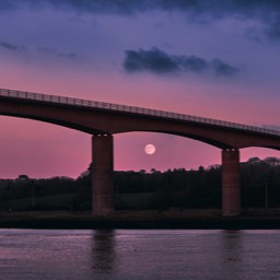 image dusk Torridge bridge moon